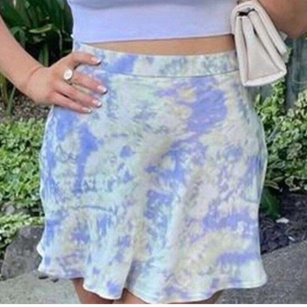 NWT Zara Mini Pastel Tie‎ Dye Print Skater Skirt Women’s Size XS